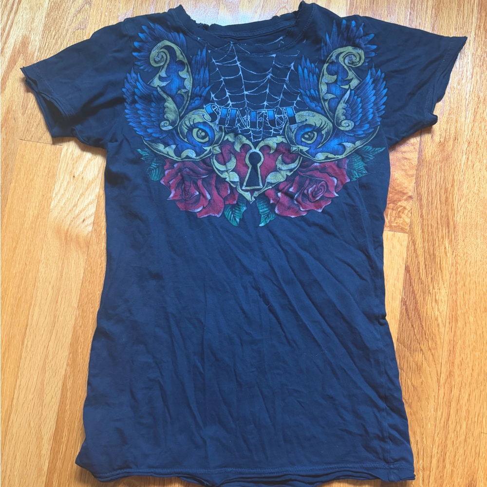 Sinful by Affliction T-Shirt with Angel Wings